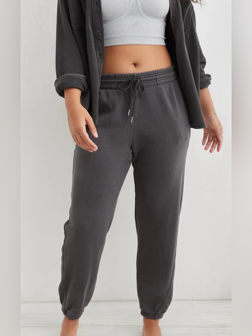 Aerie Sunrise Terry Joggers Smoked Grey, size S, like new!